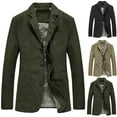 thumbnail image 2 of Jackets for Men,Men's Blazer Button Down Suit Jackets Plain Long Sleeve Collared Casual Regular Fit Jackets Vintage Solid Color Blazers Office Work Jackets Coats with Pocket, 2 of 3