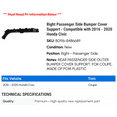 thumbnail image 2 of Right Passenger Side Bumper Cover Support - Compatible with 2016 - 2020 Honda Civic 2017 2018 2019, 2 of 2