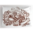 thumbnail image 1 of Ethnic Pillow Sham Classic Blossom Swirls with Middle Eastern Arabian Bohemian Influences Pattern, Decorative Standard King Size Printed Pillowcase, 36 X 20 Inches, Brown and White, by Ambesonne, 1 of 2