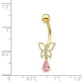 thumbnail image 4 of FB Jewels 10K Yellow Gold W/Dangle Butterfly/Pink Cz Belly Dangle, 4 of 4