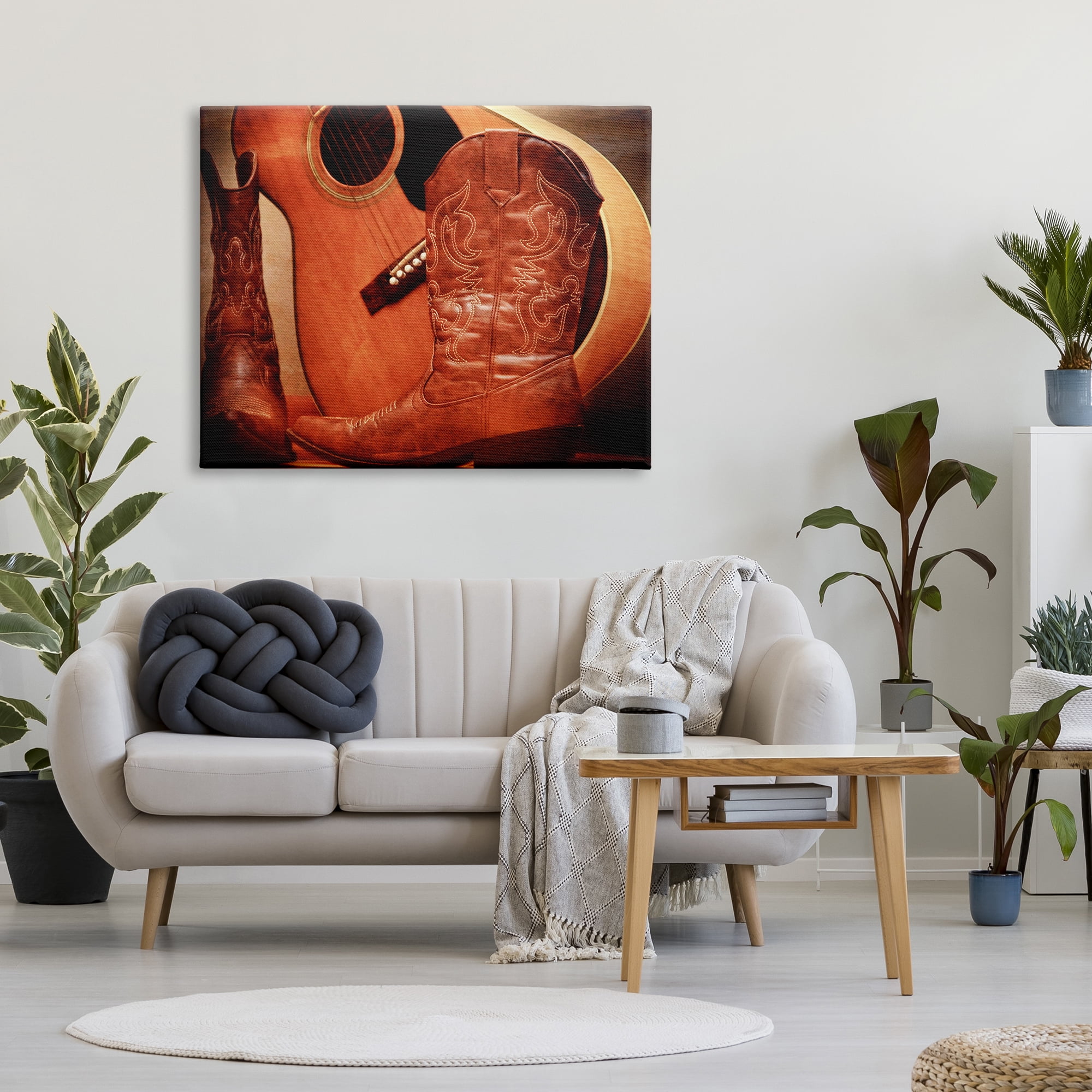 Stupell Industries Guitar & Cowboy Boots Literature & Flim Photography Gallery Wrapped Canvas Art Print Wall Art, 48 x 36