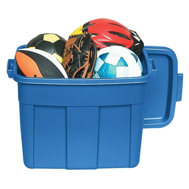 Rubbermaid Roughneck Tote 18 Gal Storage Container Heritage Blue 6 Pack