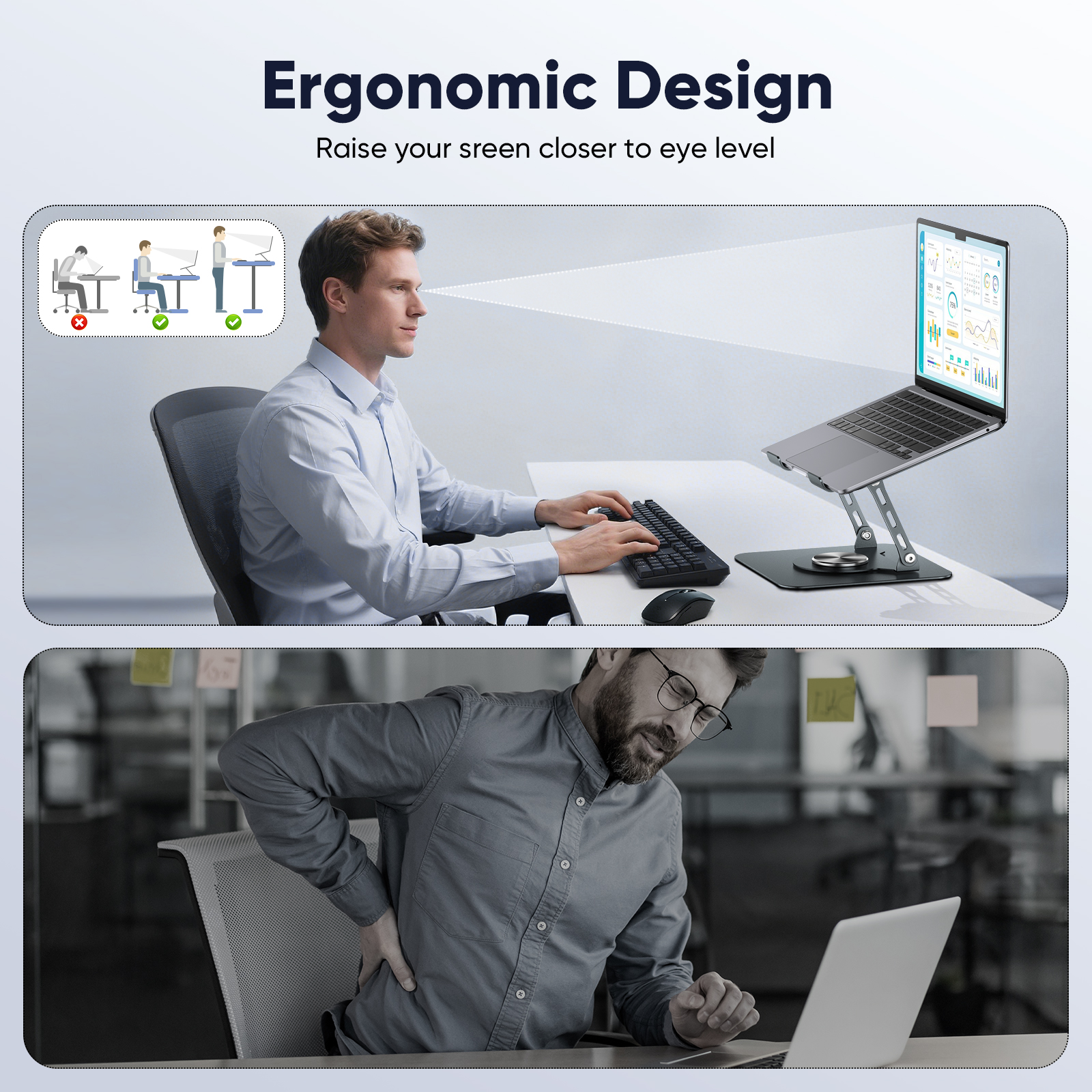 Delpattern Laptop Stand, 360° Rotating, Carbon Steel photo 2