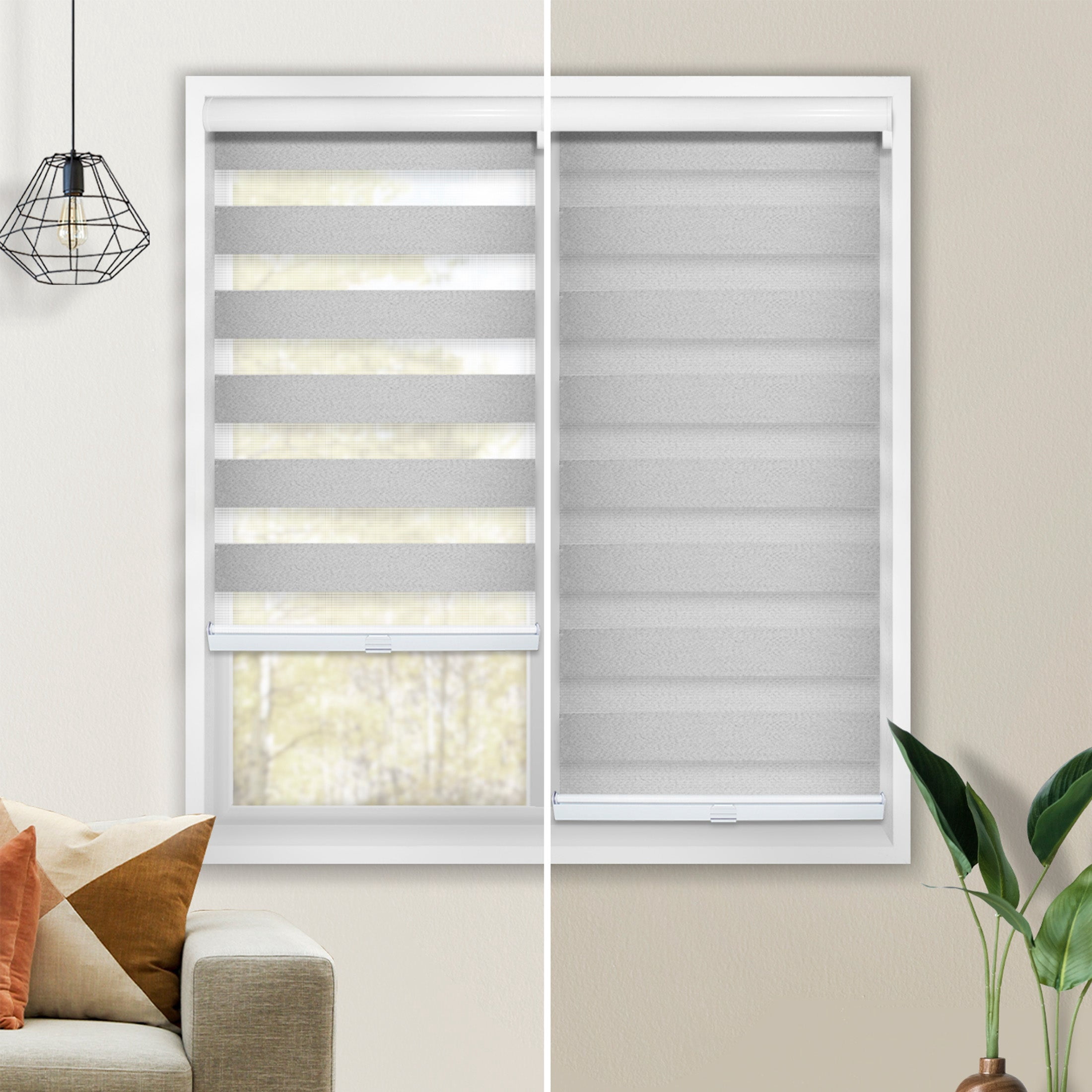 CHICOLOGY Blackout Zebra Roller Shades |31.5"W X 72"H| Dual Layer Light Filtering Blinds | Cordless Window Shades for Home & Office | Easy Install | Icy Grey