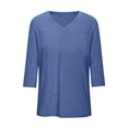 thumbnail image 3 of AKOEE Cotton Plus Size Tops for Women Loose Fit 3/4 Sleeve V Neck Tee Shirt Soft Casual Plain Tshirts (3XL, Blue), 3 of 7
