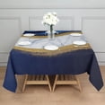 thumbnail image 3 of Blue Gold Wave Marble Pattern Square Tablecloth,Waterproof Square Table Cover,Wipeable Spillproof Washable Table Cover for Home Kitchen Party Decor 42"X42"(107x107cm), 3 of 6