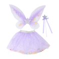 thumbnail image 1 of Conjunto de 3 piezas de falda tutú y bastón con alas de hada para niñas, trajes de baile para niños, disfraces Púrpura, 1 of 9