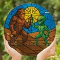 thumbnail image 4 of Lotusprinthandmade Funny Bigfoot and UFO Stained Glass Suncatcher for Window Hanging Cir9.8in – Window Hanging With Funny Bigfoot and UFO Theme, 4 of 6