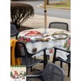 thumbnail image 4 of Outdoor Tablecloth with Umbrella Hole and Zipper, Beige Christmas Square Table Cloth 54x54 Inch Waterproof Tablecloth, Gnomes Xmas Tree Snowflake Gifts Picnic Table Cover for Patio Camping, 4 of 7