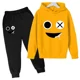thumbnail image 3 of Sudadera con capucha y pantalón con estampado de cara sonriente para niños, traje de 2 piezas, ropa de moda para niños y niñas, sudadera, conjunto deportivo para bebés y adolescentes, 3 of 5