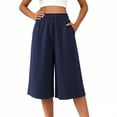 thumbnail image 6 of Noric Women's Plus Size Capri Pants Casual Wide Leg Casual Flowy Culottes Summer Lounge Beach Pants with Pockets, 6 of 7