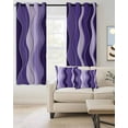 thumbnail image 2 of Abstract Purple Moire Blackout Curtains 63 Inches Length, Gradient Coastal Ocean Geometric Waves Window Treatment Thermal Insulated Drapes for Bedroom Living Room 2 Panels 84x63 Inches, 2 of 8