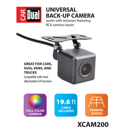 Dual Electronics XCAM200 Waterproof Full Color High Definition Universal Rear View Car Backup Camera with Wide Viewing Angle and Parking (Best Car Rear View Camera)