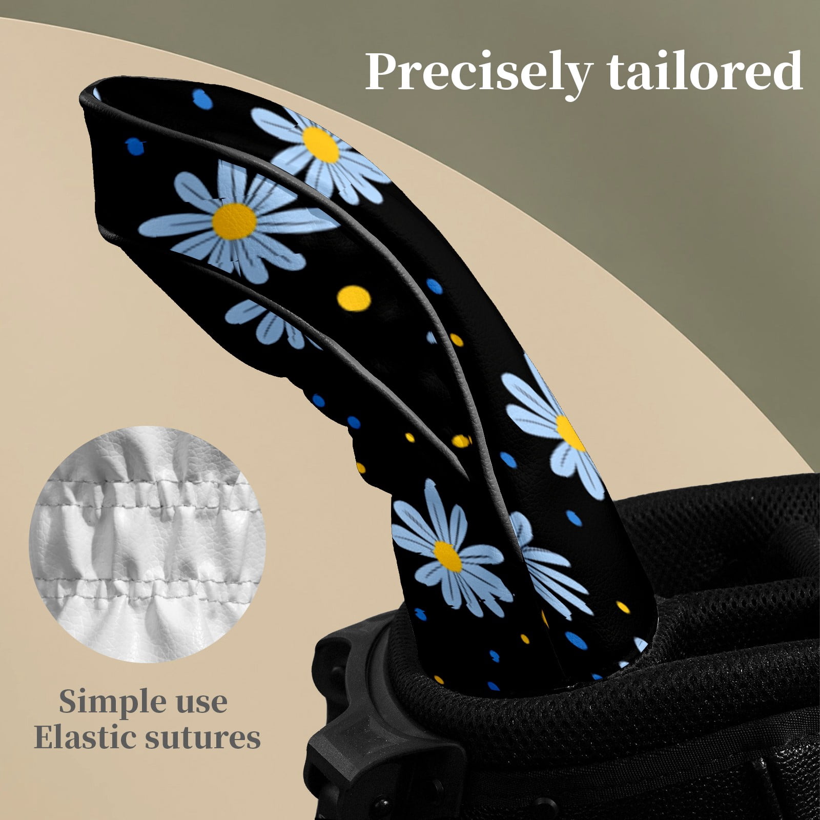 Golf Club Head Covers DaisyFlower Waterproof Leather Golf Head Covers for Men Women Driver Head Cover Fairway Headcover for Golf Lovers