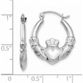 thumbnail image 5 of 14K White Gold Claddagh Hoop Earrings (12 X 3) Made In Indonesia tc501, 5 of 6