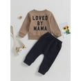 thumbnail image 4 of Infant Toddler Baby Boys Fall Clothes Loved By Mama Long Sleeve Pullovers and Drawstring Pants 2PCS Outfits Sets, 4 of 9