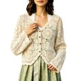 thumbnail image 2 of Cardigan Sweaters for Women Long Sleeve Lightweight Open Front Hollow out Floral Crochet Knit Cardigans Fall Clothes, 2 of 4