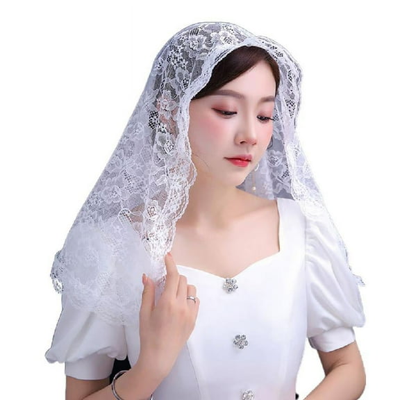 Lace Mantilla Catholic Church Chapel Veil Exquisite Flower Embroideries