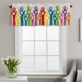 thumbnail image 2 of Cartoon Colorful Hands Window Valance for Kitchen, Cute Watercolor Hands with Love Heart Linen Rod Pocket Short Curtain for Small Windows, Light Filtering Decorative Valance, 42 x 18 Inch, 1 Panel, 2 of 9