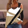 thumbnail image 2 of Long Sleeve Shirts for Women Fall Fashion 2026 Cold Shoulder Tops Sexy V Neck Color Block Loose Comfy Blouses Fall Outfits for Women 2026, 2 of 4