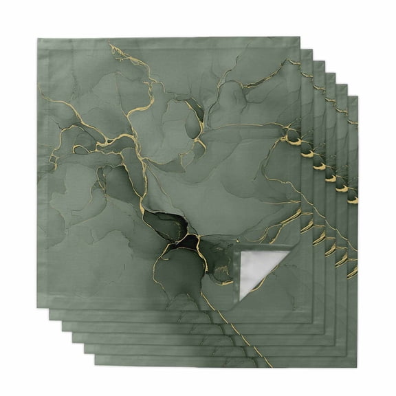 Sage Green Marble Cloth Napkins, Modern Abstract Art Ink Painting Washable and Reusable Dinner Napkins Set of 6, Table Napkin for Kitchen Party Birthday Wedding Hotel Housewarming 20"x20"