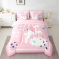 thumbnail image 2 of Erosebridal Magical Horse Bedding Sets Twin Size,Pink White Comforter Sets with Sheets,Stars Unicorn Bed in a Bag Twin size,Microfiber Kawaii Bedroom Decorative,Reversible,7-Piece, 2 of 6