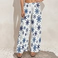 thumbnail image 5 of Palazzo Pants for Women, Comfy Womens Wide Leg Baggy Pants, Blue Snowflake Prints Casual Lounge Pants for Women Travel Vacation Outfits Fall Pants for Women 2024, 5 of 5