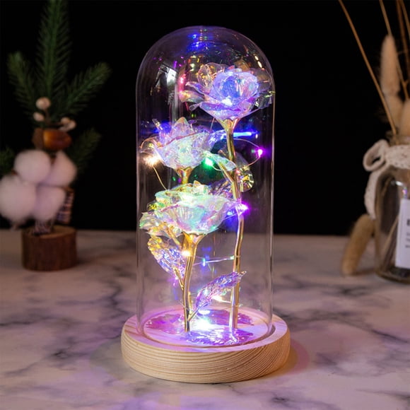 BotaniNest Golden Rose Glass Cover Ornaments Originality LED Atmosphere Lamp A Gift For Your Girlfriend On Valentine's Day