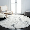 thumbnail image 3 of SAFAVIEH Fontana Shag Danita Modern Plush Area Rug, Ivory/Grey, 4' x 4' Round, 3 of 8