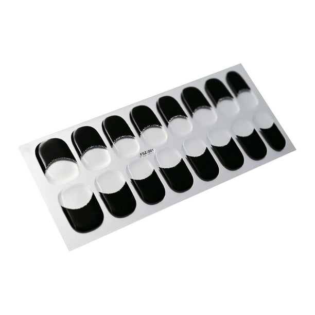 Láminas de Uñas de Gel Semicuradas Yinane Tiras Completas Pegatinas de Esmalte Negro