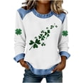 thumbnail image 3 of TaTaai Women's Casual Patchwork Blouse Long Sleeve Round Neck St. Patrick's Day Theme Irish Festival Spring Holiday Top Gift, 3 of 5