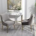 thumbnail image 2 of SEYNAR Velvet Upholstered Dining Chairs Set of 6,Modern Glam Accent Side Chairs with Gold Metal Legs ,Luxury Tufted Vanity Chair for Living Room, Bedroom, Kitchen(Grey), 2 of 7