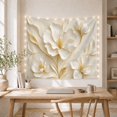 thumbnail image 5 of 3D White Floral Relief on Cream Background, Serene Minimalist for Home Decor Enthusiasts, Sculptural Wall Art, Housewarming Gift, Tapestry Wall Hanging for Bedroom and Living Room, 5 of 7