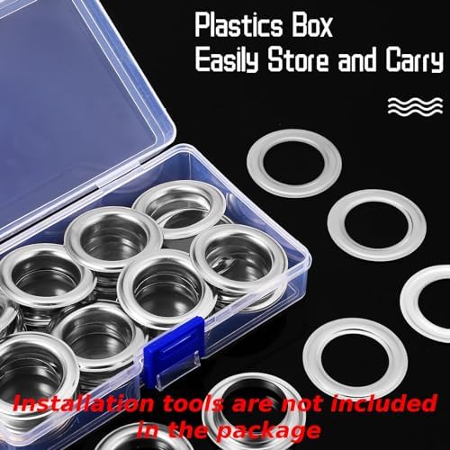 25 Sets 1 Inch Grommets Kit Metal Eyelets with Washers Curtain Grommet for Leather, Tarp, Canvas(Silver)