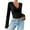 Black, variant on Bxsruta Tops for Women, Women's V-Neck Lace Blouse, Casual Long Sleeve Top