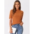 thumbnail image 4 of DARING DIVA Women's Half Sleeve Mock Turtleneck Casual Top XL Dark Orange, 4 of 6