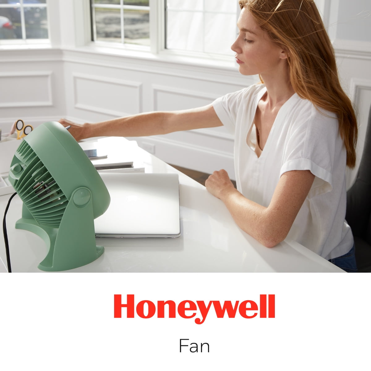 Honeywell Air Circulator Electric Whole Room Table Fan, Moss Green, 3 Speeds