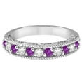 thumbnail image 4 of Diamond and Amethyst Band Filigree Design Ring 14k White Gold (0.60ct), 4 of 6