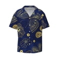 thumbnail image 3 of Goofa Vintage Golden Butterfly Printed Men's Casual Short-sleeved Shirt,Lightweight Breathable Button-down,Summer Casual men's top,Versatile Fashion shirt-Large, 3 of 7
