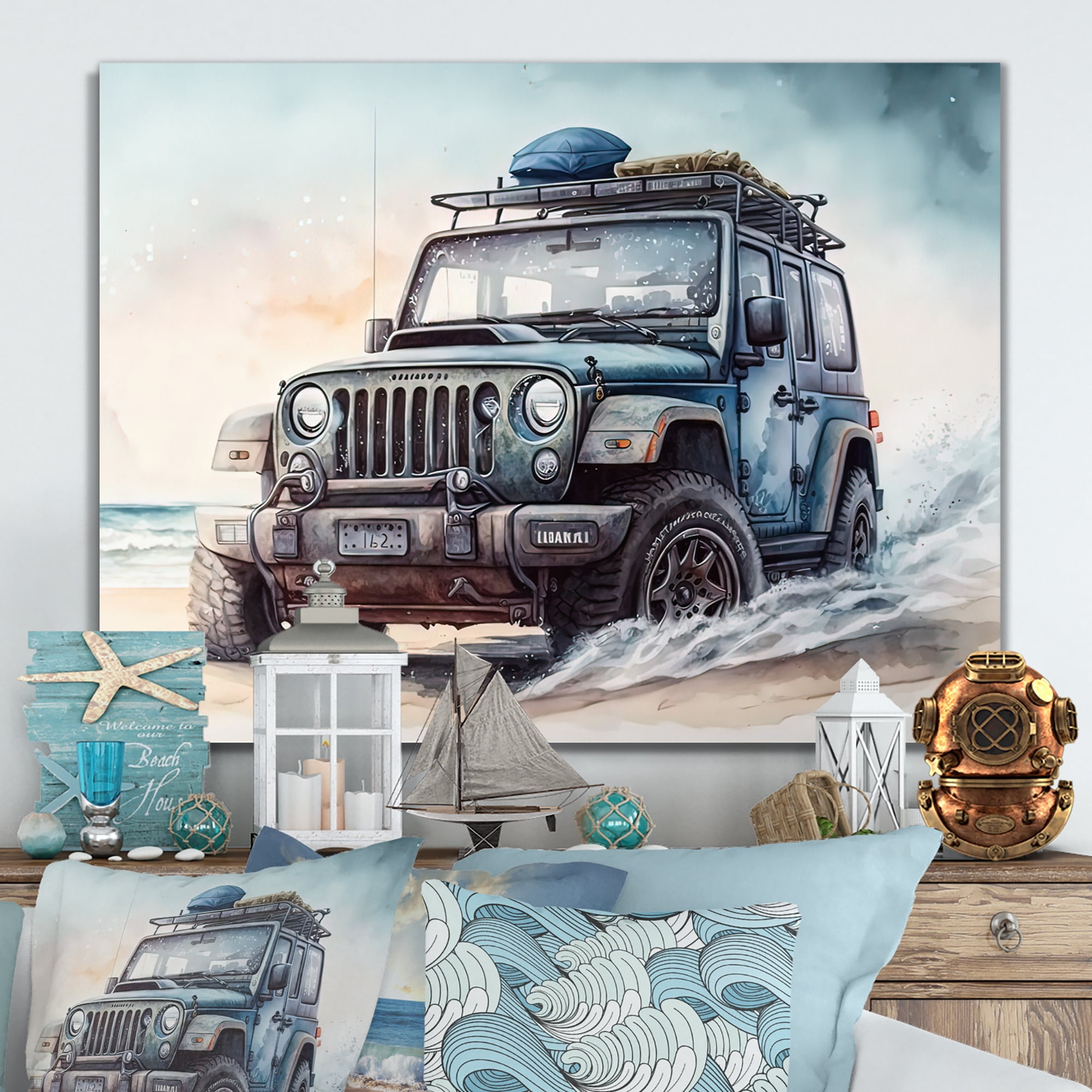 Designart Off Road On The Beach II Canvas Wall Art