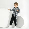 thumbnail image 5 of GYRATEDREAM Toddler Boy Clothes Plaid Flannel Hoodied Sweatshirt Tops + Letter Print Pants Boys Fall Winter Outfits 18M-6T, 5 of 9