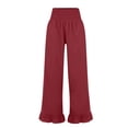thumbnail image 7 of Nestiefly Womens Wide Leg Pants Drawstring Elastic High Waisted Ruffle Hem Palazzo Casual Pants with Pockets 2026 Wine 2XL, 7 of 7