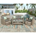 thumbnail image 5 of Highsound 4 Piece Patio Furniture Set, Wicker Outdoor Conversation Set with Cusions & Coffee Table, Rattan Sofa Chair Set, Gray, 5 of 7