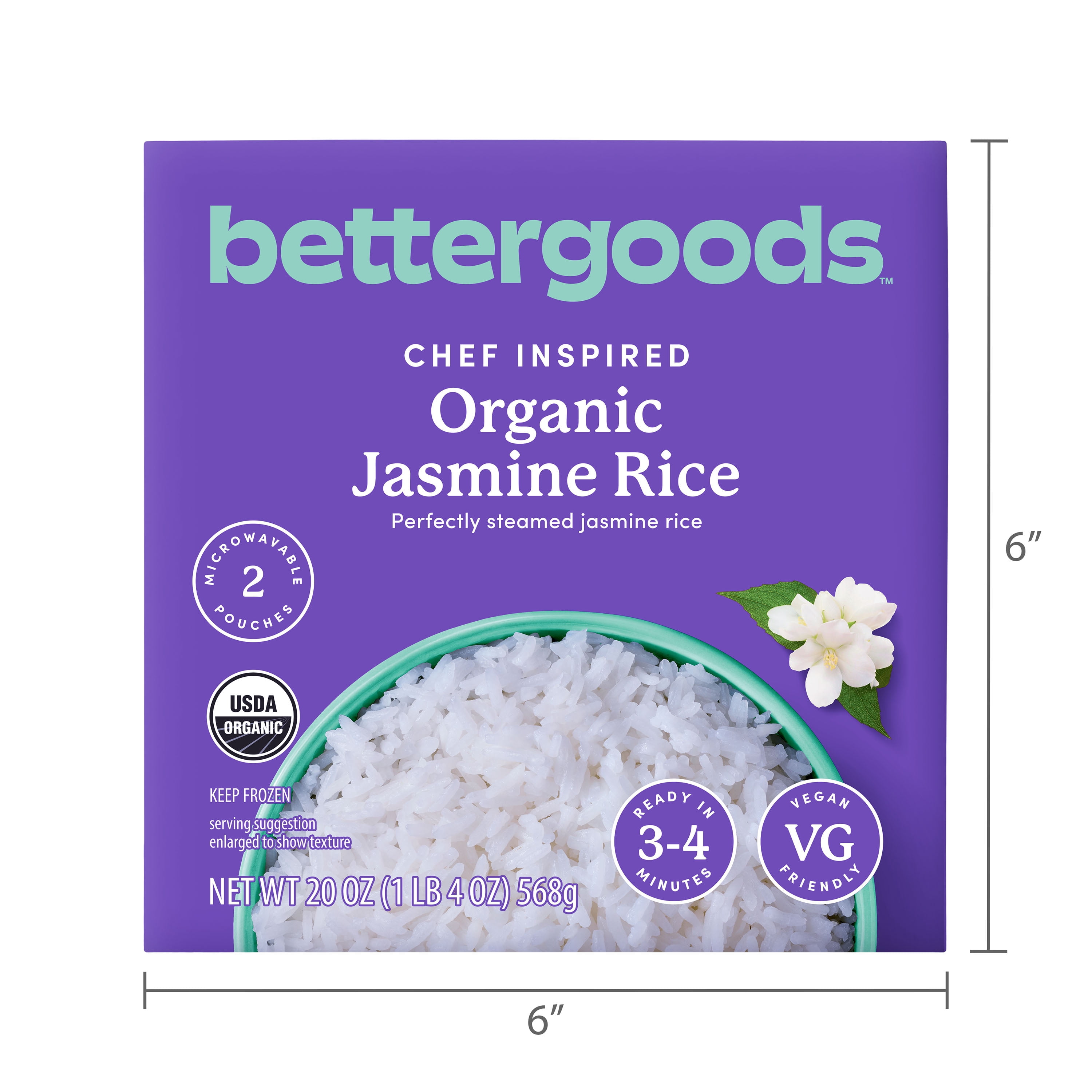 bettergoods Organic Jasmine Rice, 20 oz, 2 Pouches (Frozen)