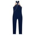thumbnail image 3 of Alvivi Kids Girls Rhinestone Dance Unitard Mesh Patchwork Sleeveless Ice Skating Gymnastics Jumpsuit Navy Blue 6, 3 of 5