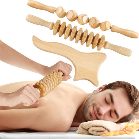 Coloody Wood Therapy Massage Tools (3 Pcs) – Maderoterapia Kit Wooden Massage Roller - Wood Sculpting Tools for Body Lymphatic Drainage Paddle Set