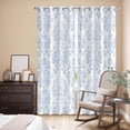 thumbnail image 3 of Blue Boho Floral Kitchen Curtains 84 Inch Length, Farmhouse Middle Century Flowers Grommet Top Bedroom Living Room Curtains, Light Filtering Cafe Curtain Drapes 2 Panels Set 84''x84'', 3 of 9