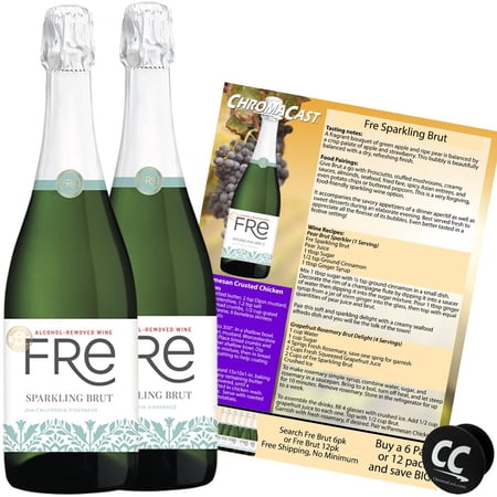 Sutter Home Fre Sparkling Brut Non-Alcoholic Champagne Experience Bundle with Chromacast Pop Socket, Seasonal Wine Pairings & Recipes, 12/750ML, 2-Pack