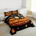 thumbnail image 3 of Feelyou Magic Pumpkin Spaceship Queen Comforter Set for Kid, Dreamy Halloween Bedding Sets, Retro Oil Printing Reversible Bedding Comforter Set, Luxury Bedroom Decor, 3pcs, 3 of 8