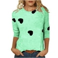 thumbnail image 1 of Camiseta de Cuello Redondo Impresa Casual para Mujeres con Mangas 3/4, Camiseta de Moda Casual de Longitud Media, 1 of 4